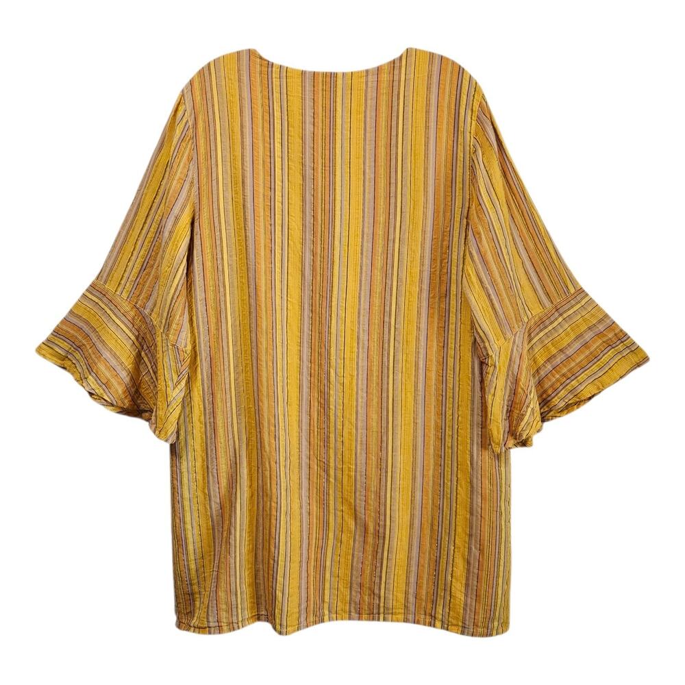HOUSE OF HARLOW 1960 Revolve L Makena Dress Striped 3/4 Bell Sleeve Drawstring - Picture 11 of 12